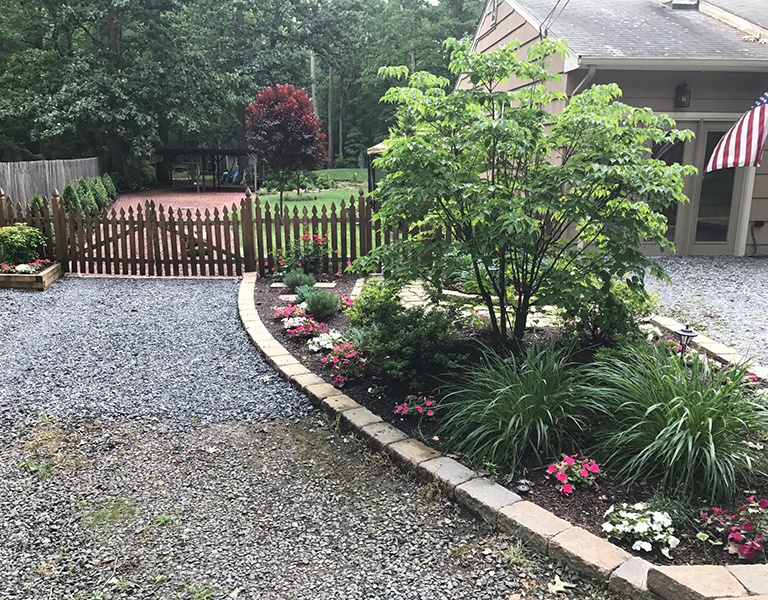 new bed with stone walkway